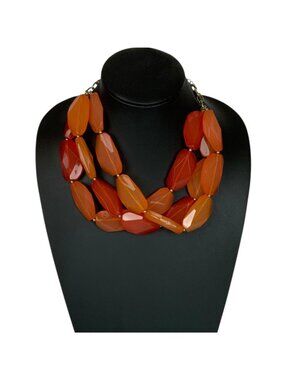 Chunky Orange Acrylic Beaded Necklace & Matching Drop Earrings Set